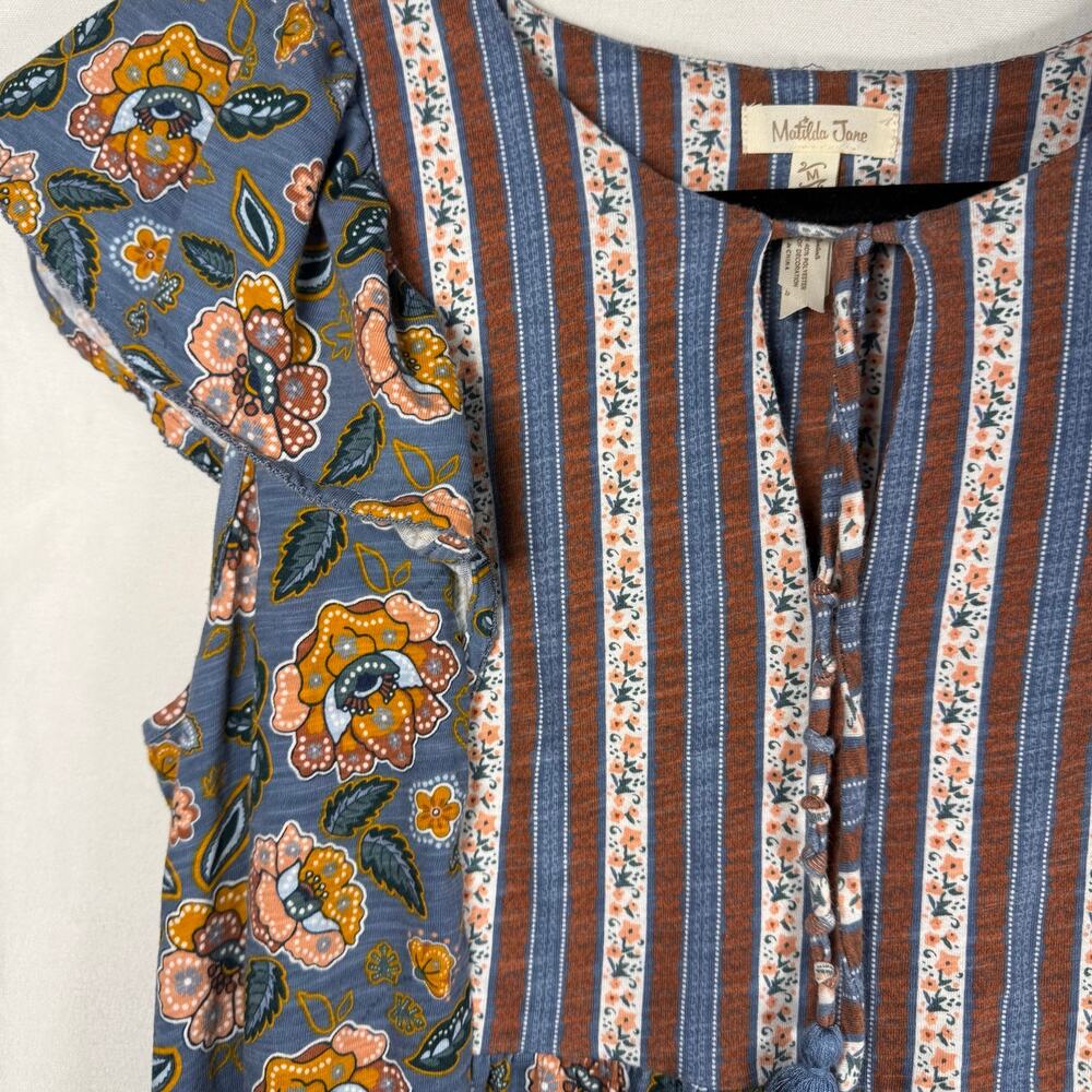 Matilda Jane Heart to Heart Pasture Floral Dress Women’s Medium Blue Boho - Picture 2 of 9
